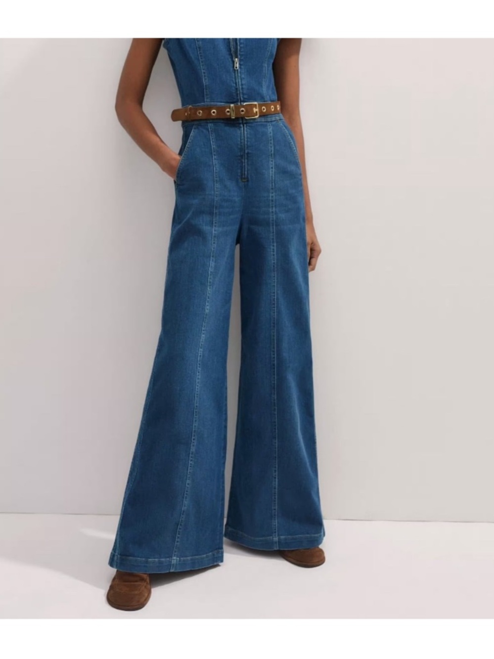 Me+Em Denim travel palazzo stretch jumpsuit size 6 - Picture 7 of 12
